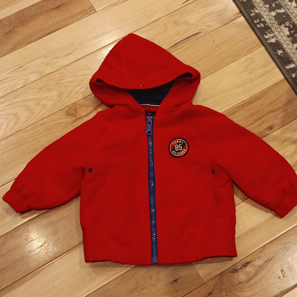 Tommy Hilfiger light weight jacket, red, blue, gray and size 6-9 months